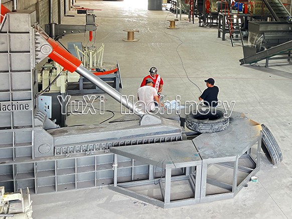 YUXI hydraulic tire cutting machine in factory