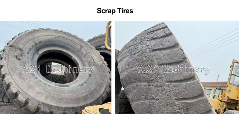 large scrap OTR tires before cutting