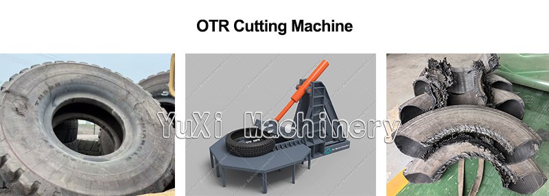 OTR cutting machine for scrap tire recycling