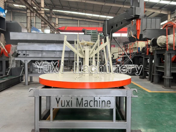 Waste Tire Sidewall Cutter Workshop Waste tire sidewall cutter installed in recycling equipment workshop