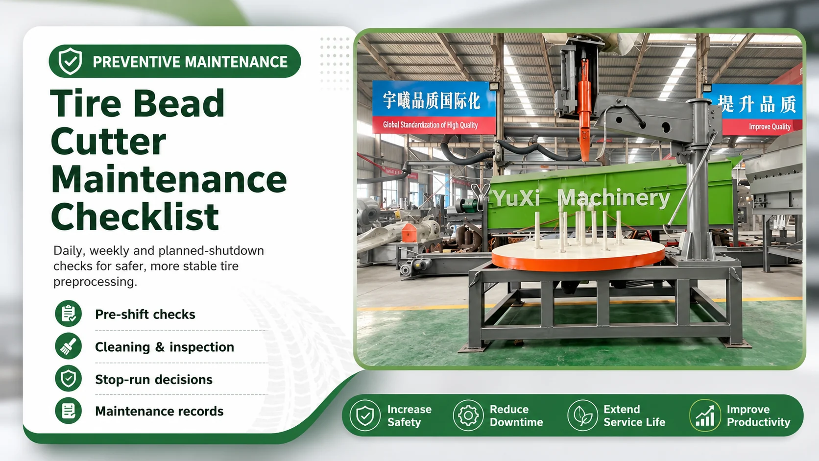 Tire Bead Cutter Maintenance Checklist 1 Tire bead cutter maintenance checklist with YUXI waste tire bead cutting machine