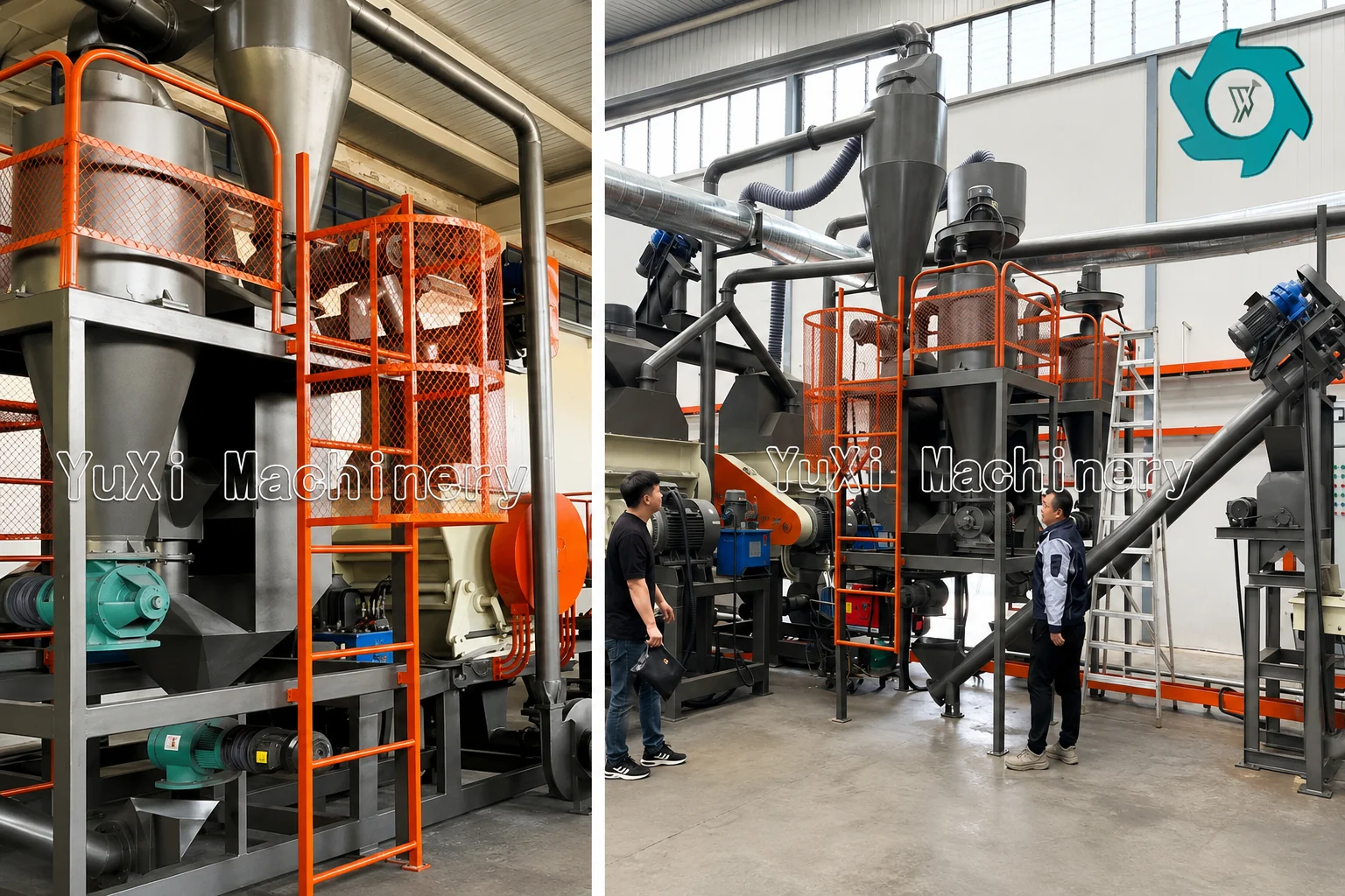 Rubber granulation and separation equipment preparing clean feed for fine grinding