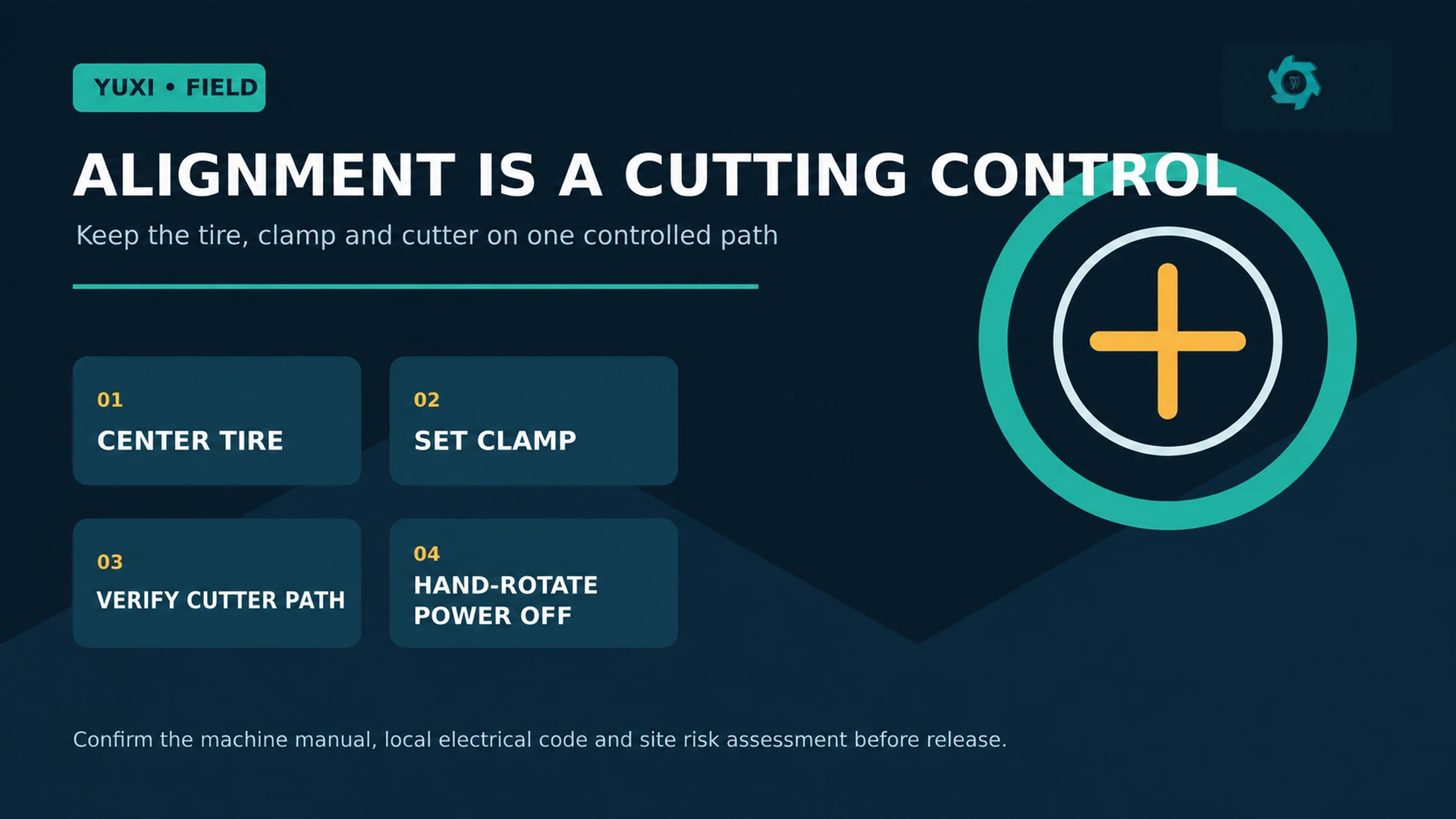 Tire Bead Cutting Machine Installation Guide: Site Setup, Alignment & Commissioning 2 Alignment check for tire centering clamp setting and cutter path on a bead cutting machine