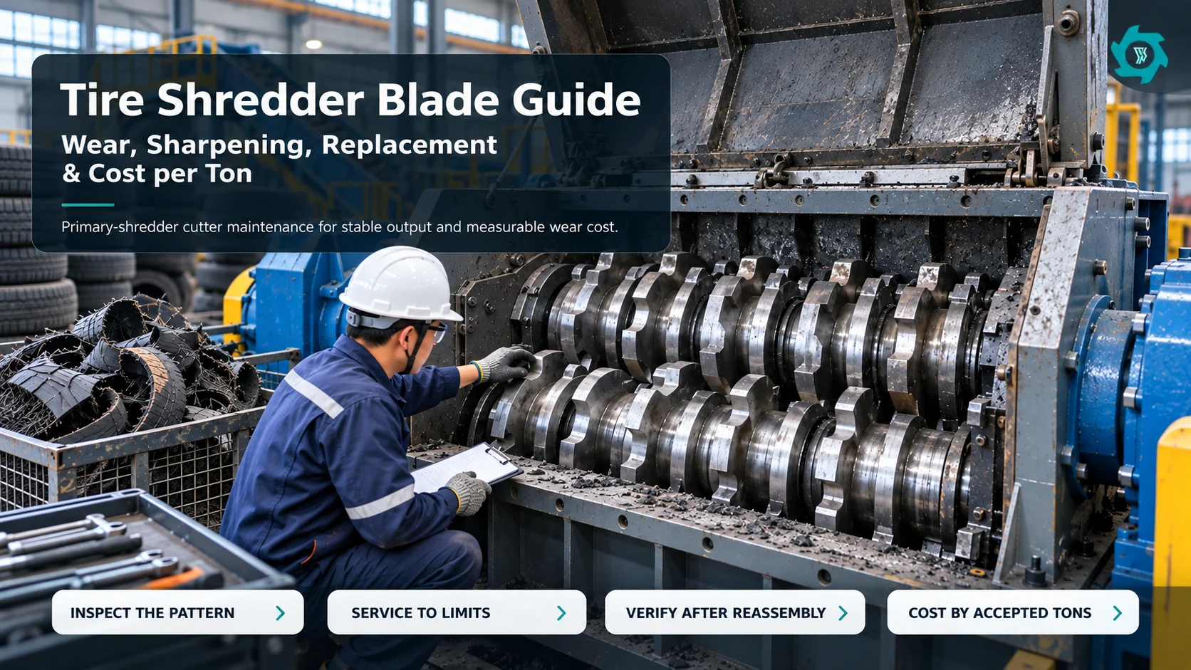 Tire Shredder Blade Guide: Wear, Sharpening, Replacement & Cost per Ton
